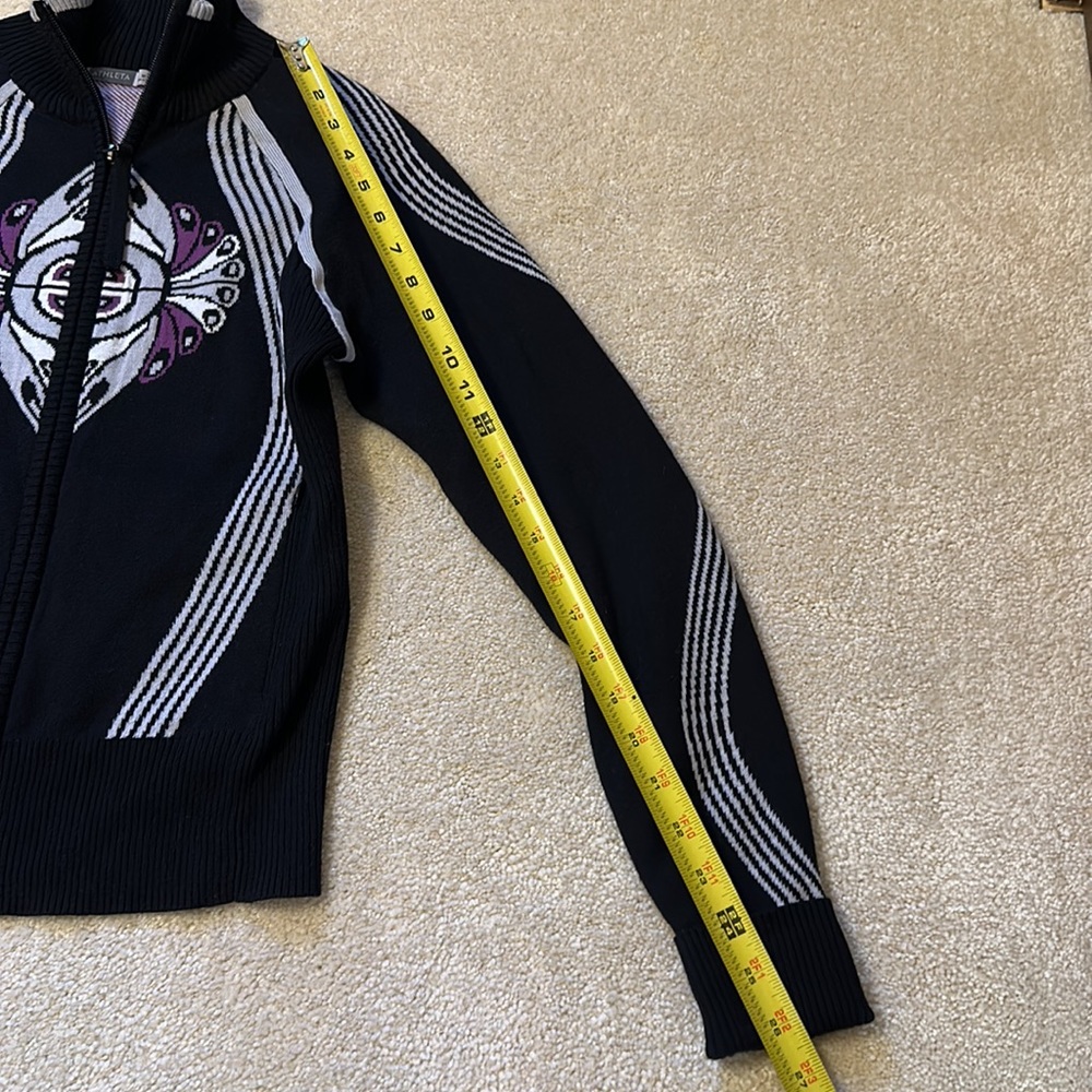 Athleta zip front black, gray, and purple sweater size M - Picture 9 of 14